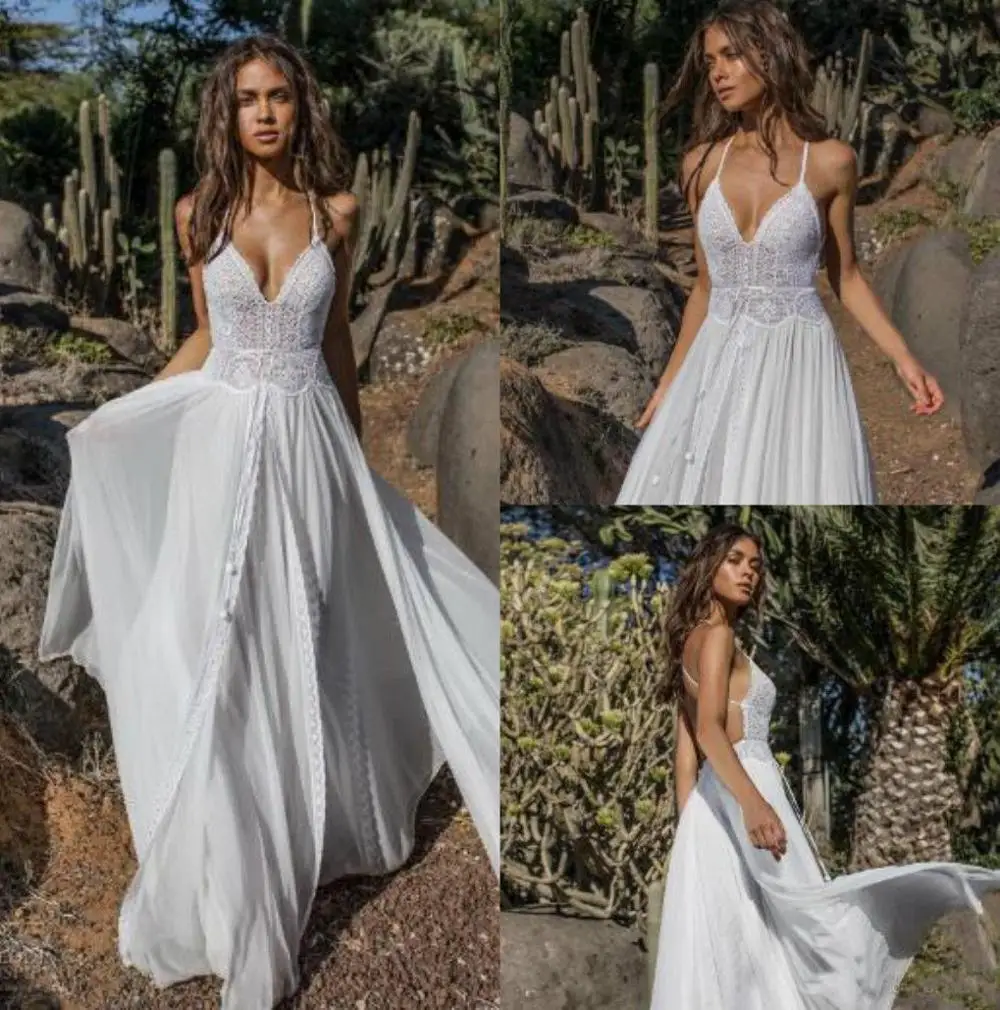 Sexy A Line Beach Wedding Dress Spaghetti Straps Lace Backless B Wedding Gowns Bridal Dresses 2019
Sexy A Line Beach Wedding Dress Spaghetti Straps Lace Backless B Wedding Gowns Bridal Dresses 2019