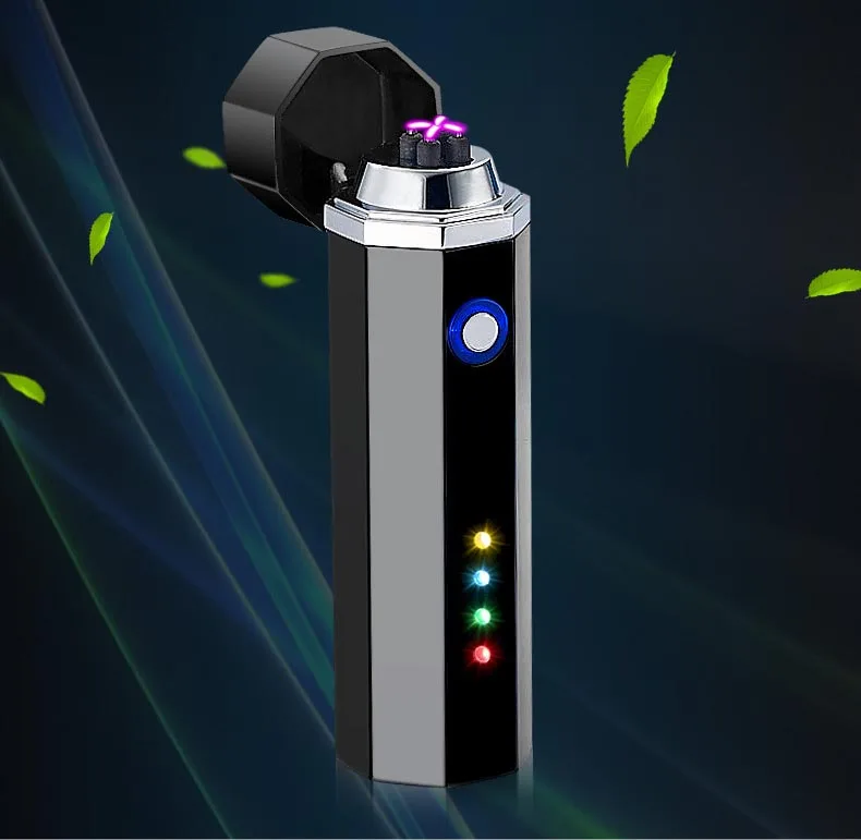 

Double Arc USB Lighter For Cigar Smoking Electric Lighter cylindrical Shape Zinc Alloy Windproof Plasma Lighter