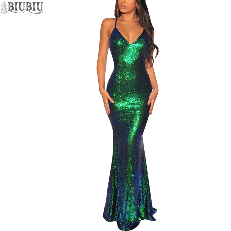 BIUBIU Sexy V-neck Maxi Sequin Dress Women Backless Spaghetti Strap Mermaid Sleeveless Party Dress Summer Club Sequined Vestidos
BIUBIU Sexy V-neck Maxi Sequin Dress Women Backless Spaghetti Strap Mermaid Sleeveless Party Dress Summer Club Sequined Vestidos