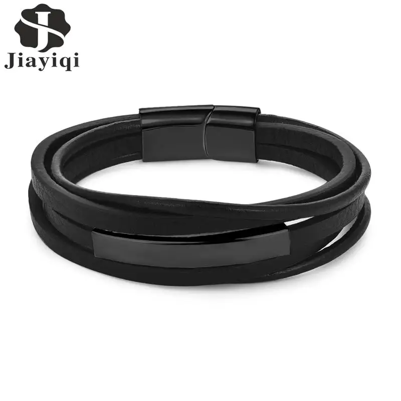Jiayiqi New Fashion Multilayer Leather Bracelet for Men Jewelry Punk Stainless Steel Bangle Magnetic Buckle Black Gold Color
Jiayiqi New Fashion Multilayer Leather Bracelet for Men Jewelry Punk Stainless Steel Bangle Magnetic Buckle Black Gold Color