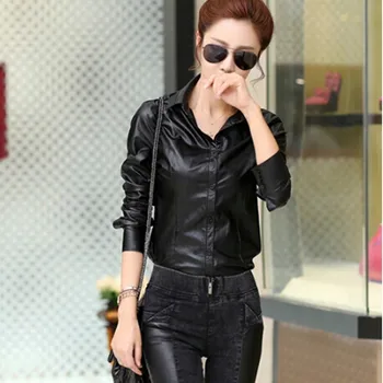 Women Blouses Jacket 2020 Spring Temperament Slim Thin Long-Sleeved Top Women Shirts PU Leather Shirt Big Size Women Tops DM236
Women Blouses Jacket 2020 Spring Temperament Slim Thin Long-Sleeved Top Women Shirts PU Leather Shirt Big Size Women Tops DM236
