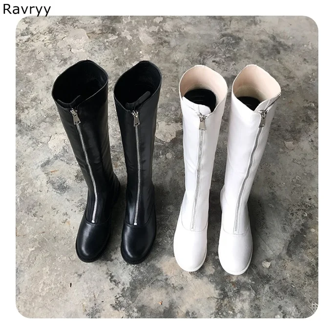 Black white leather Woman Long Booties Concise Style Shoes Upper Zipper female Knee-high Boots Round toe Fashion Autumn Outfit
Black white leather Woman Long Booties Concise Style Shoes Upper Zipper female Knee-high Boots Round toe Fashion Autumn Outfit
