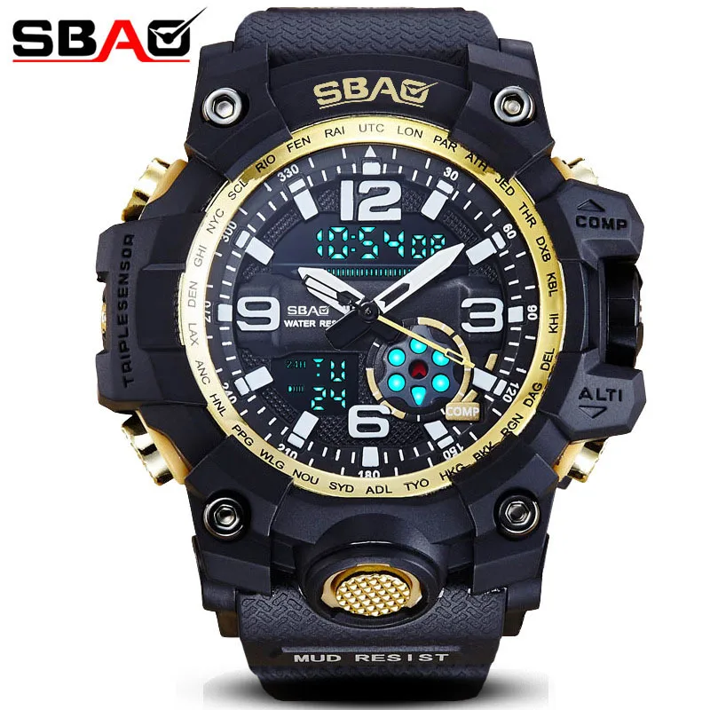 Top Sbao Brand Double Display Digital Men Watch Zegarki Damskie Multi Function Watches Male Outdoor Military Sport Montre Homme | Наручные