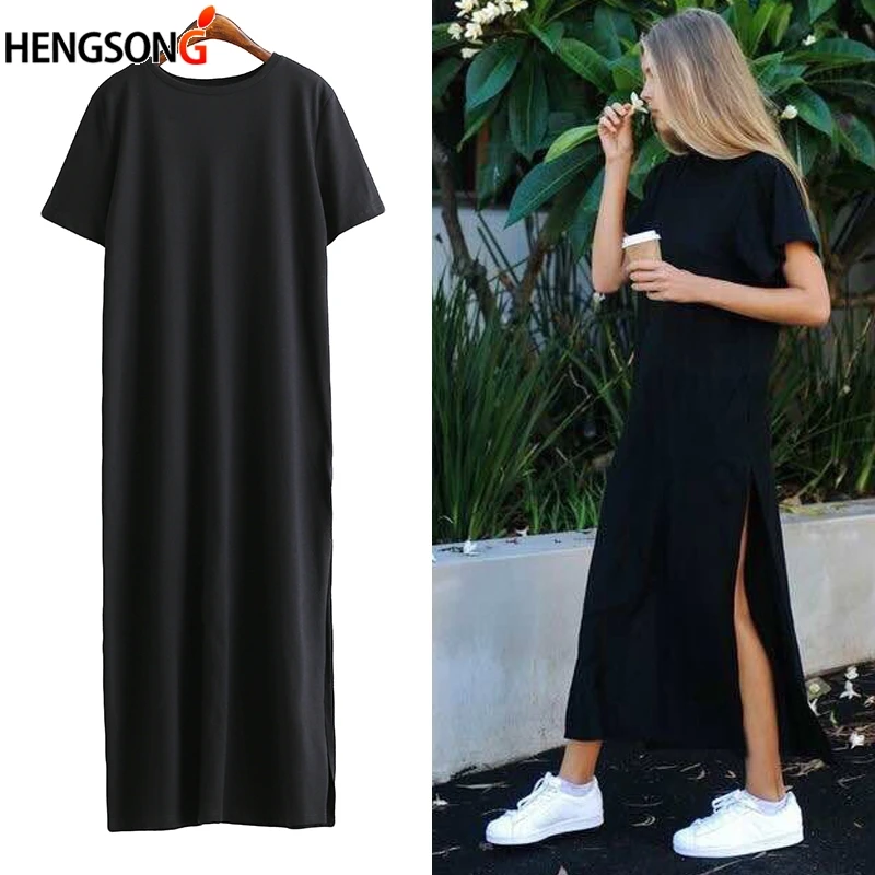 New Summer Long T-shirt Women Female Black T-Shirt Side Split Short Casual Big Size Thin Long Women Tops Tees AY805698
New Summer Long T-shirt Women Female Black T-Shirt Side Split Short Casual Big Size Thin Long Women Tops Tees AY805698