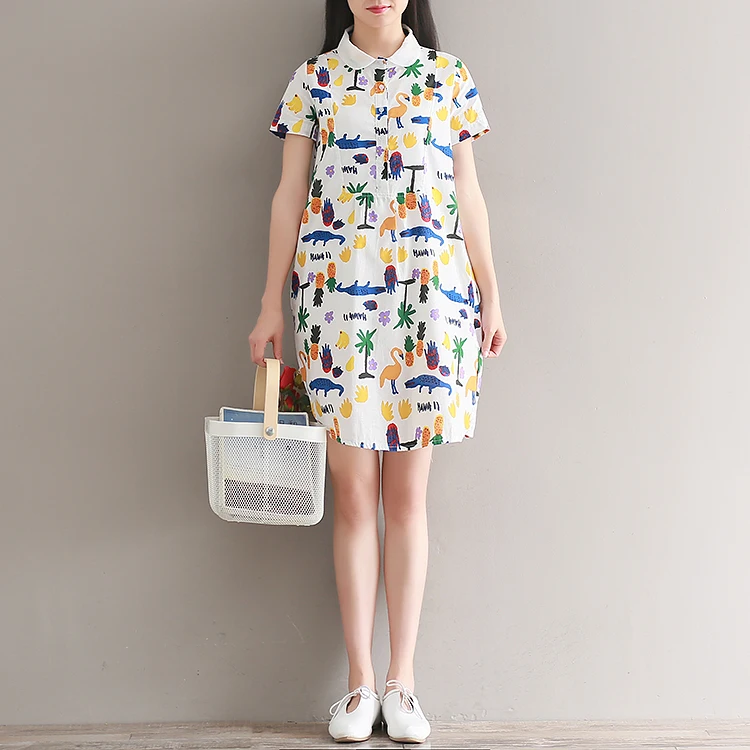 Summer Print Women Dress Prepp Style Peter Pan Collar Short Sleeve Mini Cotton Linen Dresses Loose Casual girl students dress
Summer Print Women Dress Prepp Style Peter Pan Collar Short Sleeve Mini Cotton Linen Dresses Loose Casual girl students dress