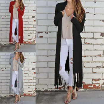 Women Long Cardigan Coat Tassel Sweater Autumn Spring Warm Long Sleeve Knitted Open Front Top Feminine Clothes
Women Long Cardigan Coat Tassel Sweater Autumn Spring Warm Long Sleeve Knitted Open Front Top Feminine Clothes