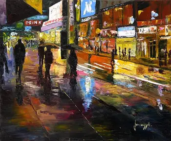 

High quality Oil painting Canvas Reproductions NEW YORK 42 th street By Jean Marc Janiaczyk hand painted