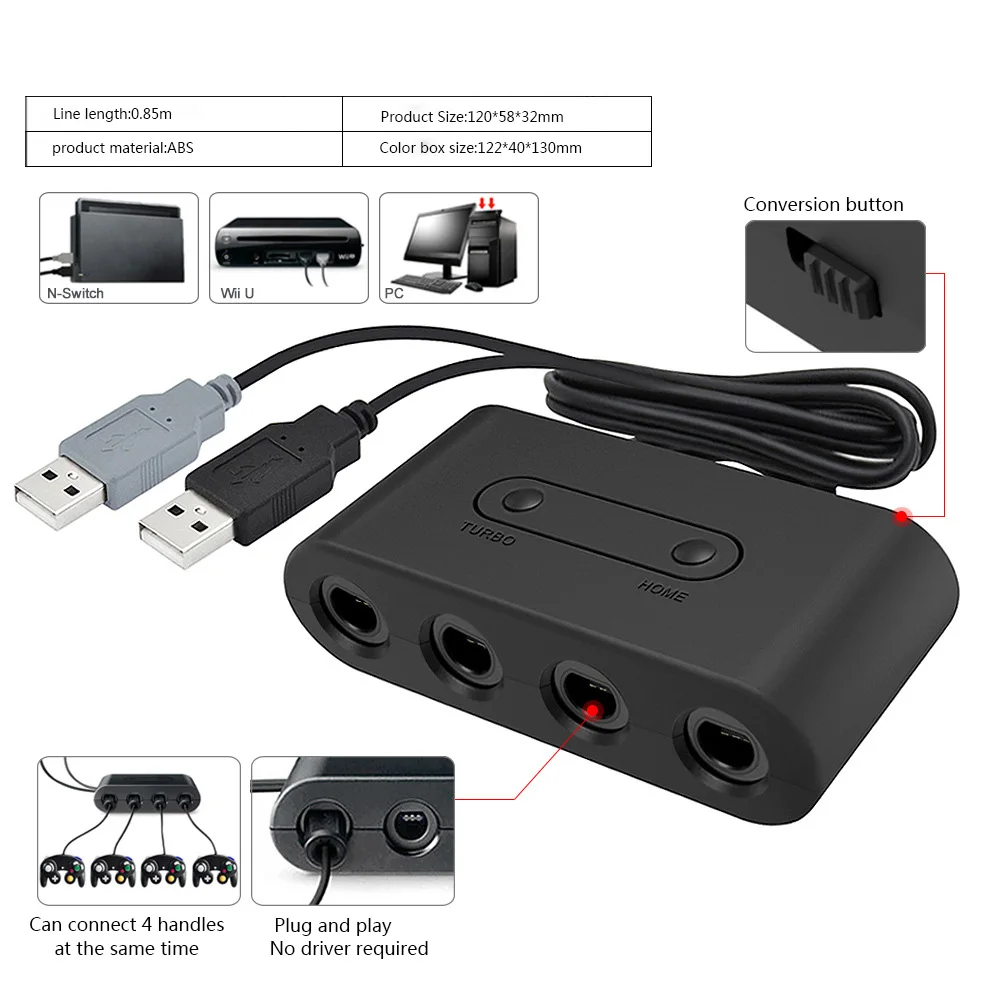 1pc 4 Doors For USB Controllers Converter Adapter for Nintendo GameCube GC Wii U PC NGC for PC Accessory Kit
1pc 4 Doors For USB Controllers Converter Adapter for Nintendo GameCube GC Wii U PC NGC for PC Accessory Kit