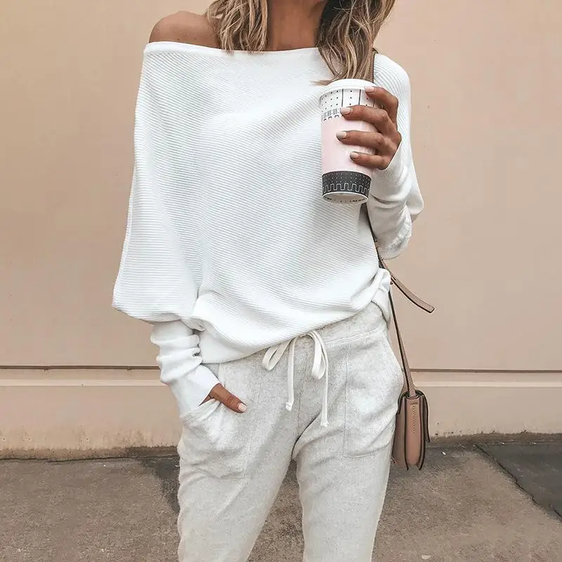 2019 Spring Women Cold Shoulder Office Long Sleeve Sweatshirts Solid Knitted Batwing Sleeve Casual Top
2019 Spring Women Cold Shoulder Office Long Sleeve Sweatshirts Solid Knitted Batwing Sleeve Casual Top