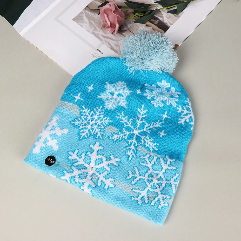 2018 Winter Beanie Cap Snowflake Blue Hat Santa Claus Pattern Hat Kids Adults Xmas Knitted Cap With Colorful LED Light Warm Cap
2018 Winter Beanie Cap Snowflake Blue Hat Santa Claus Pattern Hat Kids Adults Xmas Knitted Cap With Colorful LED Light Warm Cap