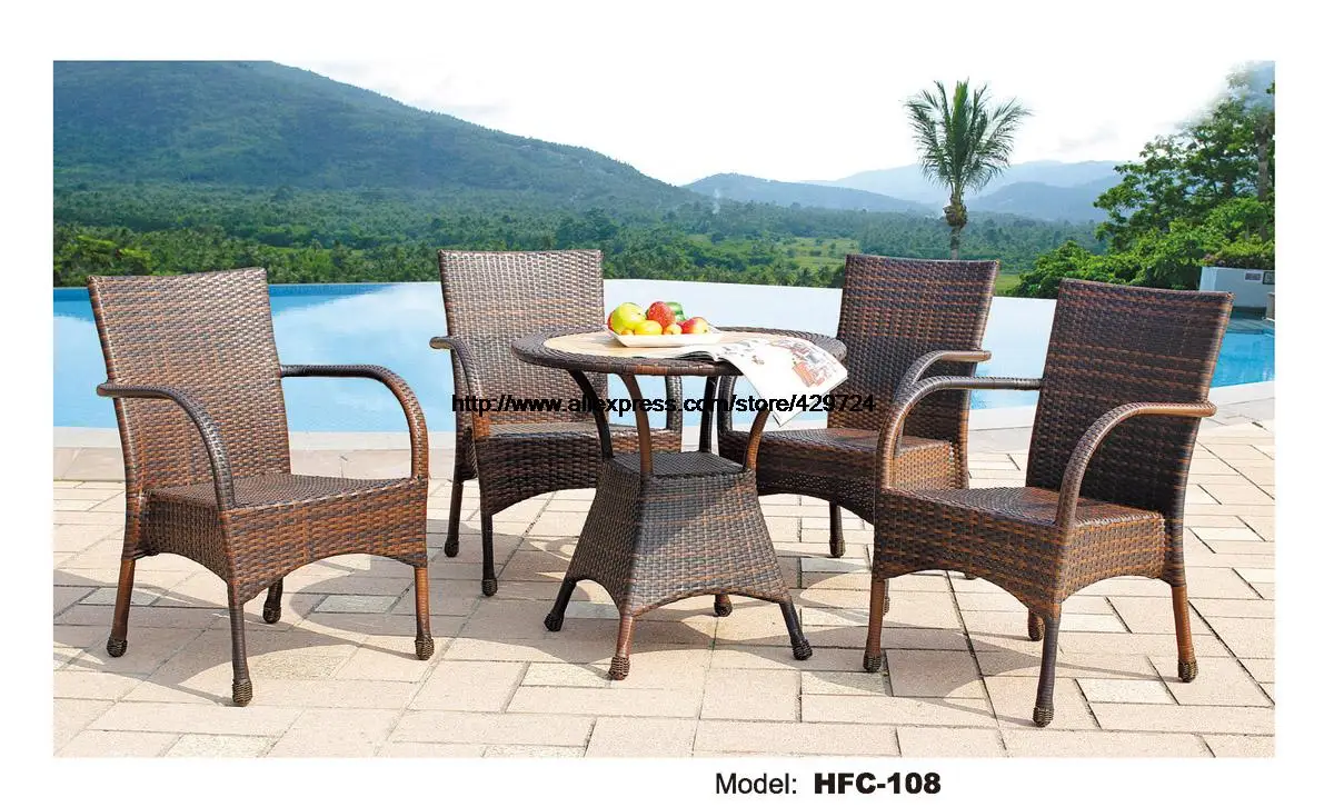 High Back Rattan Chairs 80cm Round Small Table Leisure Swing Pool Garden Furniture Set Hot Sale Factory Direct Sale Furniture In Garden Sets From