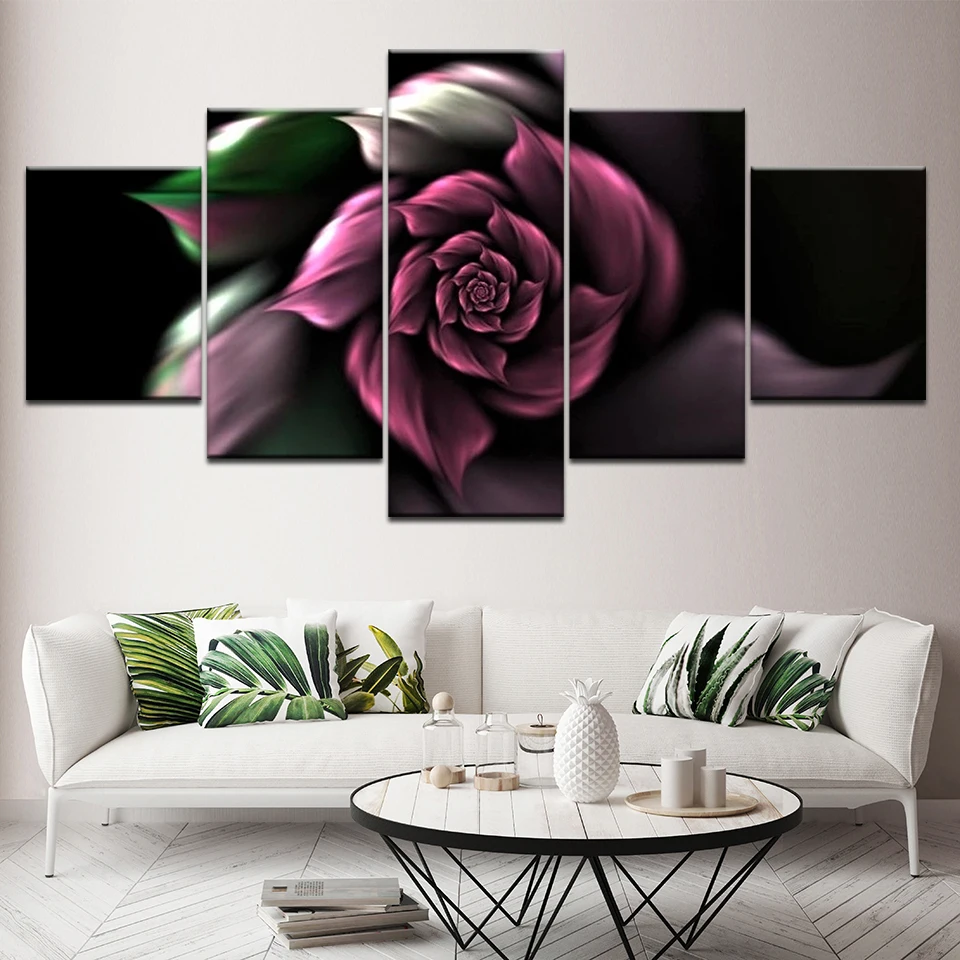 Canvas painting Sofa background mural 5 Pieces Watercolor Rose Flower Abstract Wall Art Picture Bedroom living room Home Decor | Дом и сад