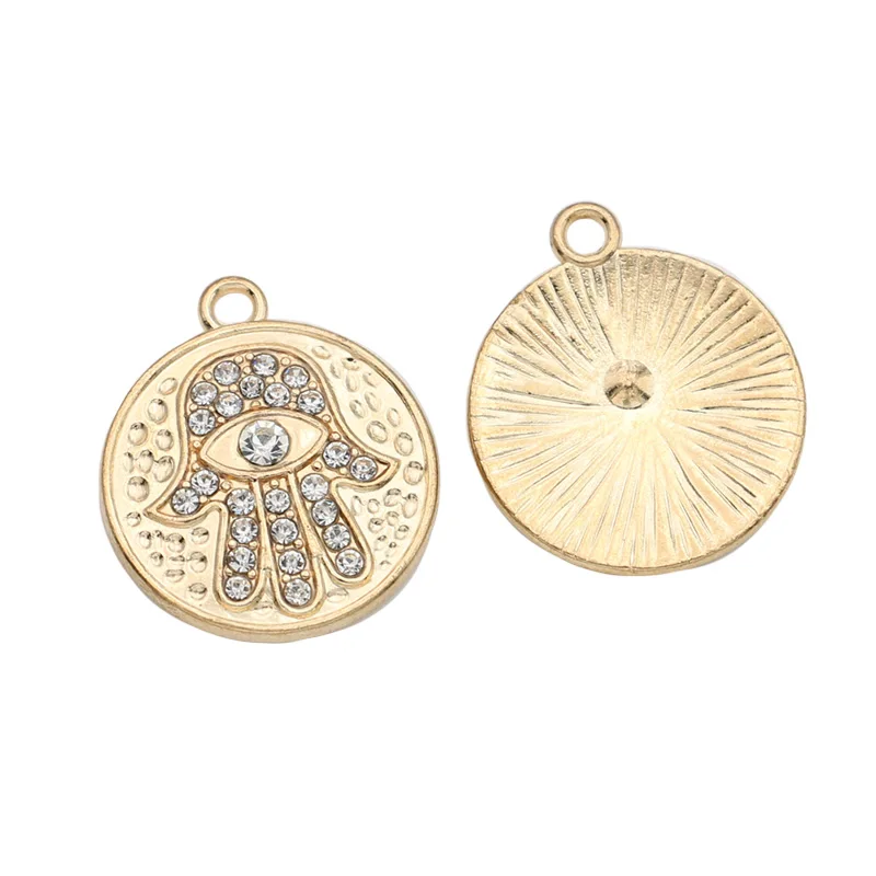 KJjewel золотой цвет кристалл рука Фатимы сглаза Подвески Изготовление ювелирных