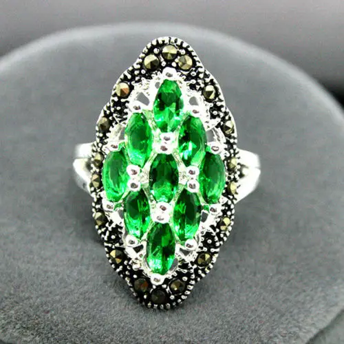 Art 925 Sterling Silver Green stong Gems Marcasite Ring Size 7/8/9/10# Water drop zircon gem Onxy stone 925 silver Fine Jewelry
Art 925 Sterling Silver Green stong Gems Marcasite Ring Size 7/8/9/10# Water drop zircon gem Onxy stone 925 silver Fine Jewelry