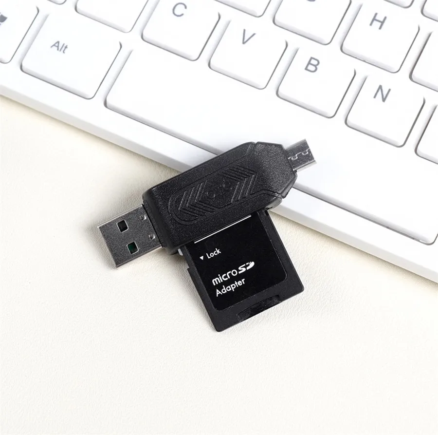 Olaudem SD TF OTG Card Reader 2 in 1 OTG Cable Micro USB Smart Flash Memory Card Micro USB Adapter High-speed Data Cables CR968