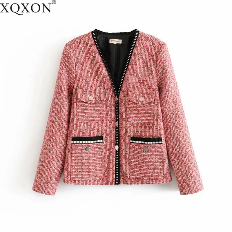 Fall 2019 New Arrivals England Style Vintage Twill Tweed Jacket Coat Office Lady V Neck Jacket Women Woolen Coat chaqueta mujer
Fall 2019 New Arrivals England Style Vintage Twill Tweed Jacket Coat Office Lady V Neck Jacket Women Woolen Coat chaqueta mujer
