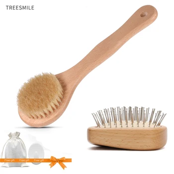 TREESMILE Natural Bristle Bath Brush Exfoliating Wood Massage Body Brush Comb Shower Brush Health kit Anti-static Head Brush D30
TREESMILE Natural Bristle Bath Brush Exfoliating Wood Massage Body Brush Comb Shower Brush Health kit Anti-static Head Brush D30