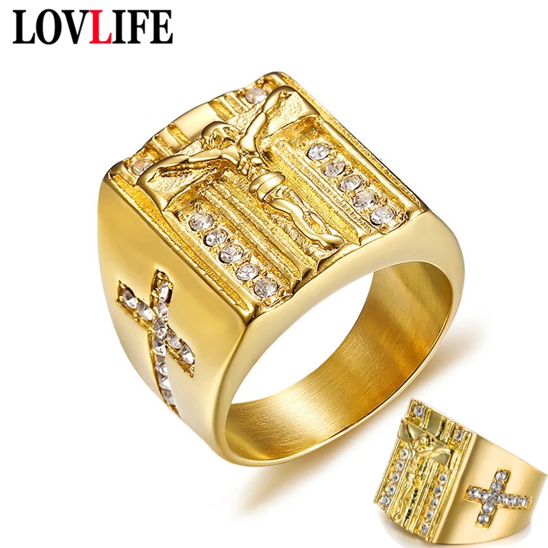 Catholic Gold Plating Stainless Steel Jesus Cross Rings for Men Letter Bible Wedding Band Ring Crucifix CZ Male Jewelry Hip Hop
Catholic Gold Plating Stainless Steel Jesus Cross Rings for Men Letter Bible Wedding Band Ring Crucifix CZ Male Jewelry Hip Hop