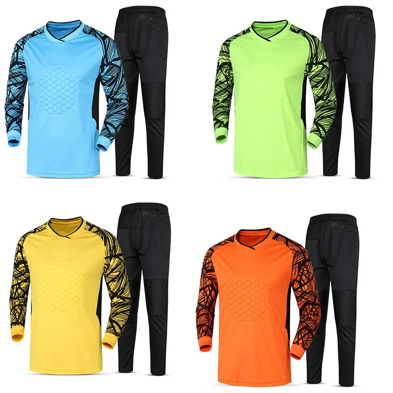 Image Mens Goalkeeper Goalie Soccer Keeper Foam Padded Jersey Tops Shirt + Pants