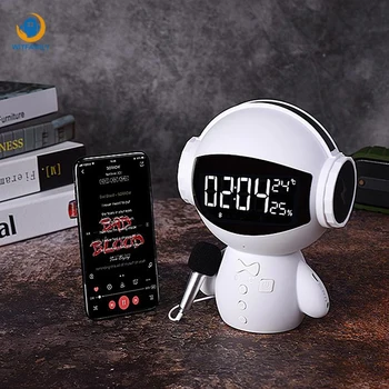 Cute robot Intelligent Wireless Bluetooth Clock with Microphone Radio alarm clock temperature dislay office bedroom decorate
Cute robot Intelligent Wireless Bluetooth Clock with Microphone Radio alarm clock temperature dislay office bedroom decorate