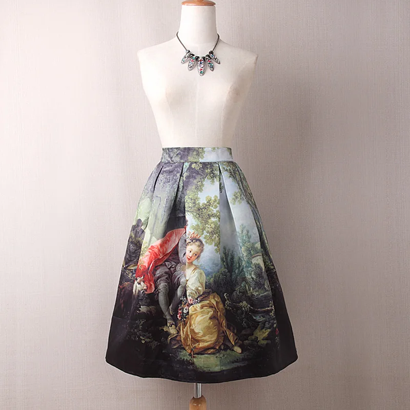 Spring Women Vintage Elastic Waist Skirt Knee Length Retro Oil Painting Skirts Girl High Waist Pleated Skater Skirts
Spring Women Vintage Elastic Waist Skirt Knee Length Retro Oil Painting Skirts Girl High Waist Pleated Skater Skirts