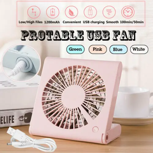 Portable USB Fan Desk Table Personal Small Air Circulator Quiet Mini Outdoor Folding With Cable 3D20 | Электроника
