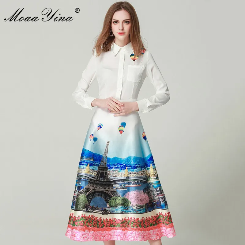 MoaaYina Fashion Designer Runway Dress Spring Women's Dress Long sleeve Cityscape Floral-Print White Elegant Vacation Dresses
MoaaYina Fashion Designer Runway Dress Spring Women's Dress Long sleeve Cityscape Floral-Print White Elegant Vacation Dresses
