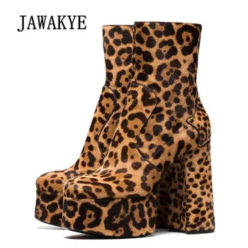 2018 Leopard Platform Boots Woman Round Toe Real Leather 13CM High Heel Boots Woman Fashion Ankle Boots
2018 Leopard Platform Boots Woman Round Toe Real Leather 13CM High Heel Boots Woman Fashion Ankle Boots