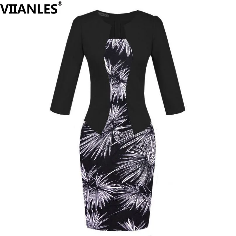 VIIANLES One-piece Faux Jacket Brief Elegant Work Dress Sashes Office Bodycon dress Female Sheath Dress Printed vestido mujer
VIIANLES One-piece Faux Jacket Brief Elegant Work Dress Sashes Office Bodycon dress Female Sheath Dress Printed vestido mujer