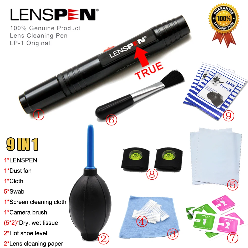 LENSPEN 9 in1 Lens Cleaning Kit Air Blower Sweep Dry Wet Suit Hot Shoe Level Lens Cleaning Paper Camera Screen Cloth Wholesale
LENSPEN 9 in1 Lens Cleaning Kit Air Blower Sweep Dry Wet Suit Hot Shoe Level Lens Cleaning Paper Camera Screen Cloth Wholesale