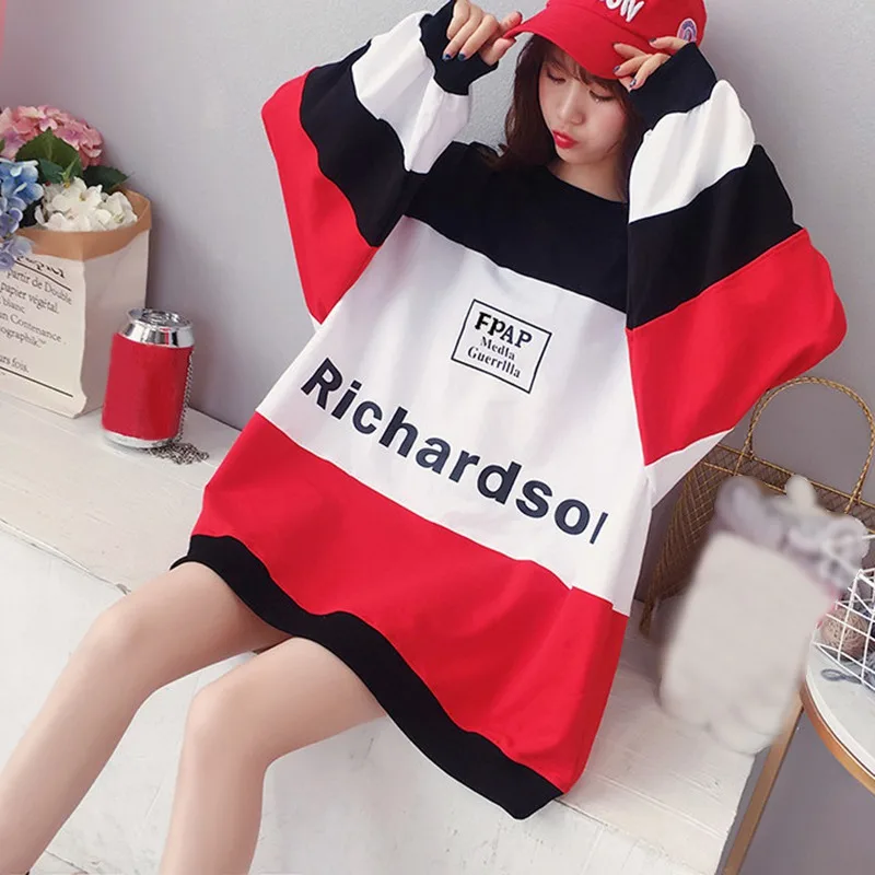 Harajuku Women Fashion Patchwork Long Tee Shirt Hip Hop 2019 Female Casual Loose T Shirt Korean Letters Print Long Sleeve Top
Harajuku Women Fashion Patchwork Long Tee Shirt Hip Hop 2019 Female Casual Loose T Shirt Korean Letters Print Long Sleeve Top