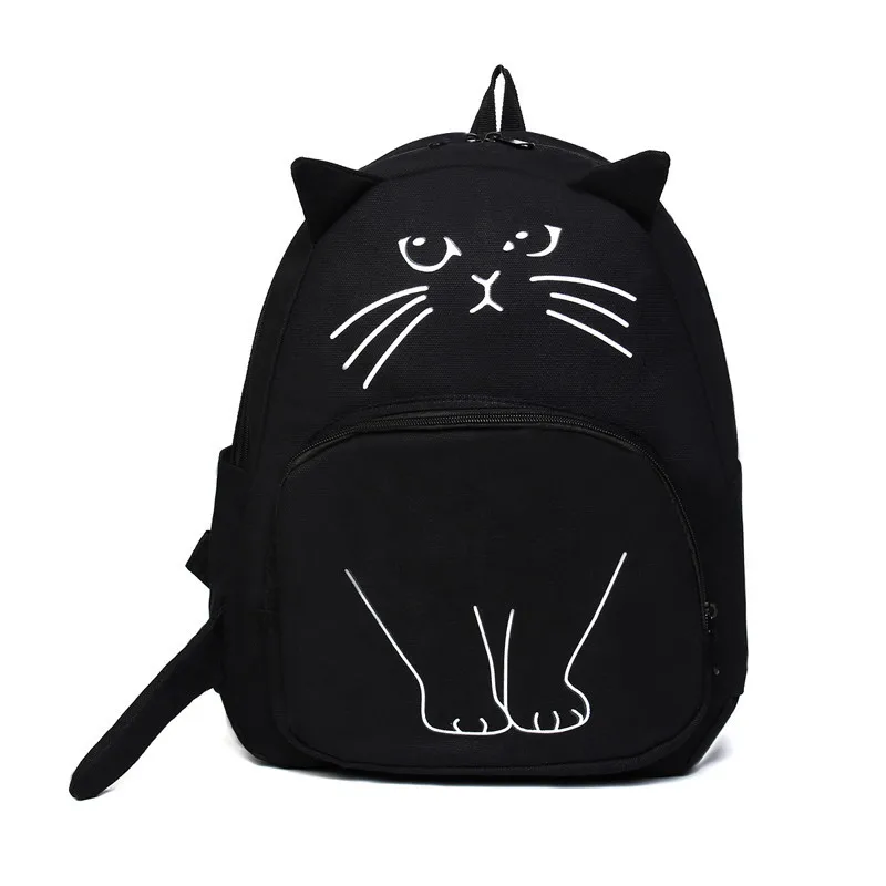 AEQUEEN-Lovely-Cat-Printing-Backpack-Women-Canvas-Backpack-School-Bags-For-Teenagers-Ladies-Casual-Cute-Rucksack