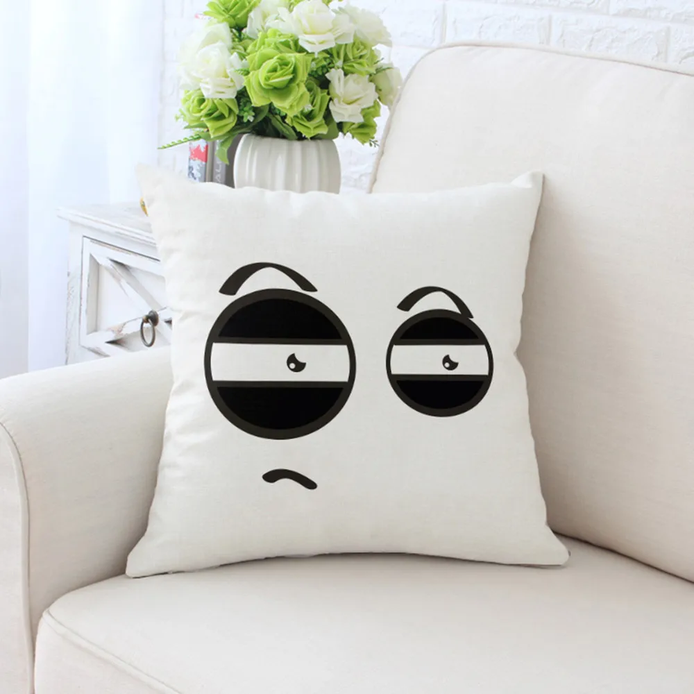 

BZ076 Emoticons Pillowcases Sofa Car Pillow Cover Washable Cotton Pillow Case Home Textile 45cm*45cm/18"x18"Inch
