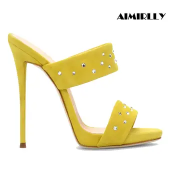 New Arrival Fashion Women High Heel Mules Crystal Studded Sandals Summer Dress Shoes Slip On Faux Suede Wholesale
New Arrival Fashion Women High Heel Mules Crystal Studded Sandals Summer Dress Shoes Slip On Faux Suede Wholesale