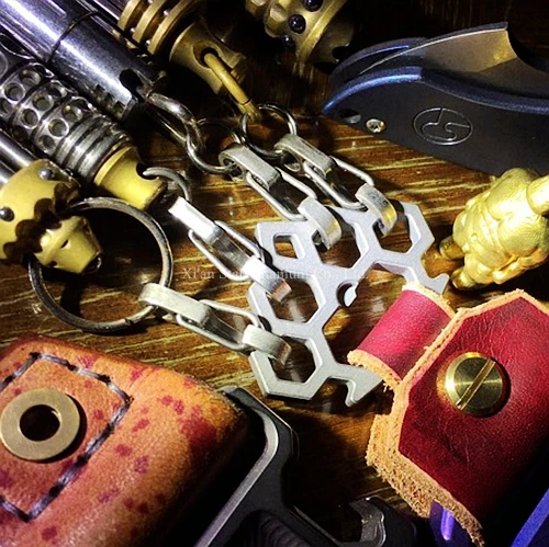Titanium TC4 Key ring EDC M4 M5 M6 Wrench Spanner 42mmX31mmX4mm Full Milling and Chamfering Processed Stonewashed Finishing
Titanium TC4 Key ring EDC M4 M5 M6 Wrench Spanner 42mmX31mmX4mm Full Milling and Chamfering Processed Stonewashed Finishing