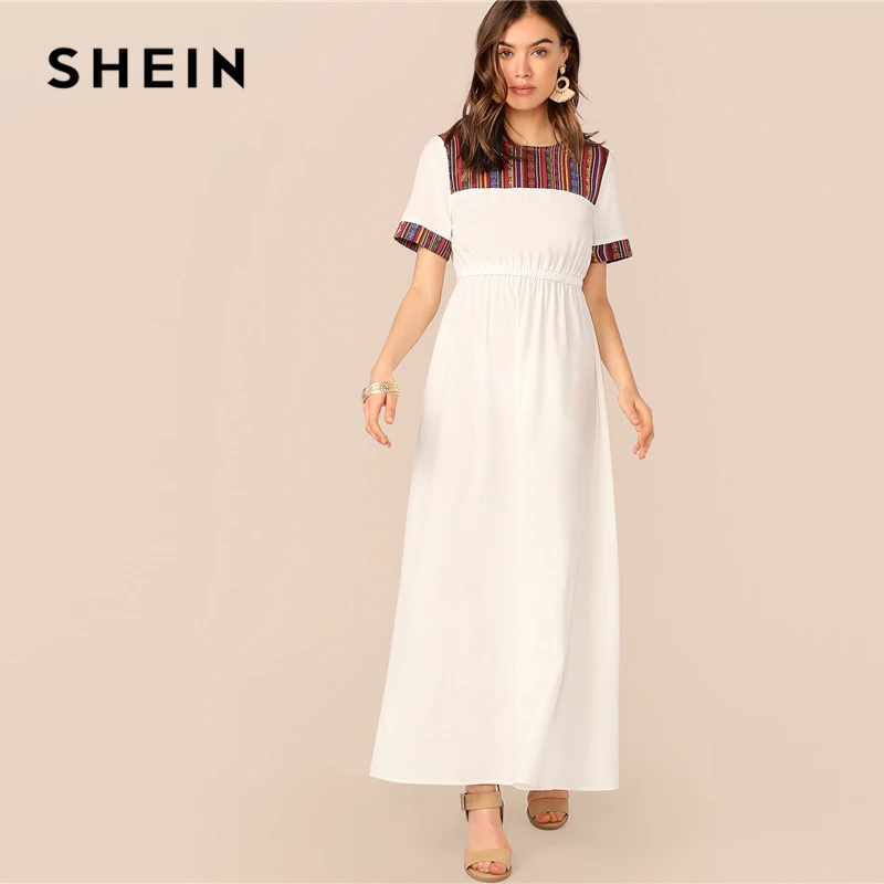 SHEIN Tribal Insert Print High Elastic Waist Dress Women Spring Summer Short Sleeve Modest 2019 A Line Shift White Maxi Dress
SHEIN Tribal Insert Print High Elastic Waist Dress Women Spring Summer Short Sleeve Modest 2019 A Line Shift White Maxi Dress