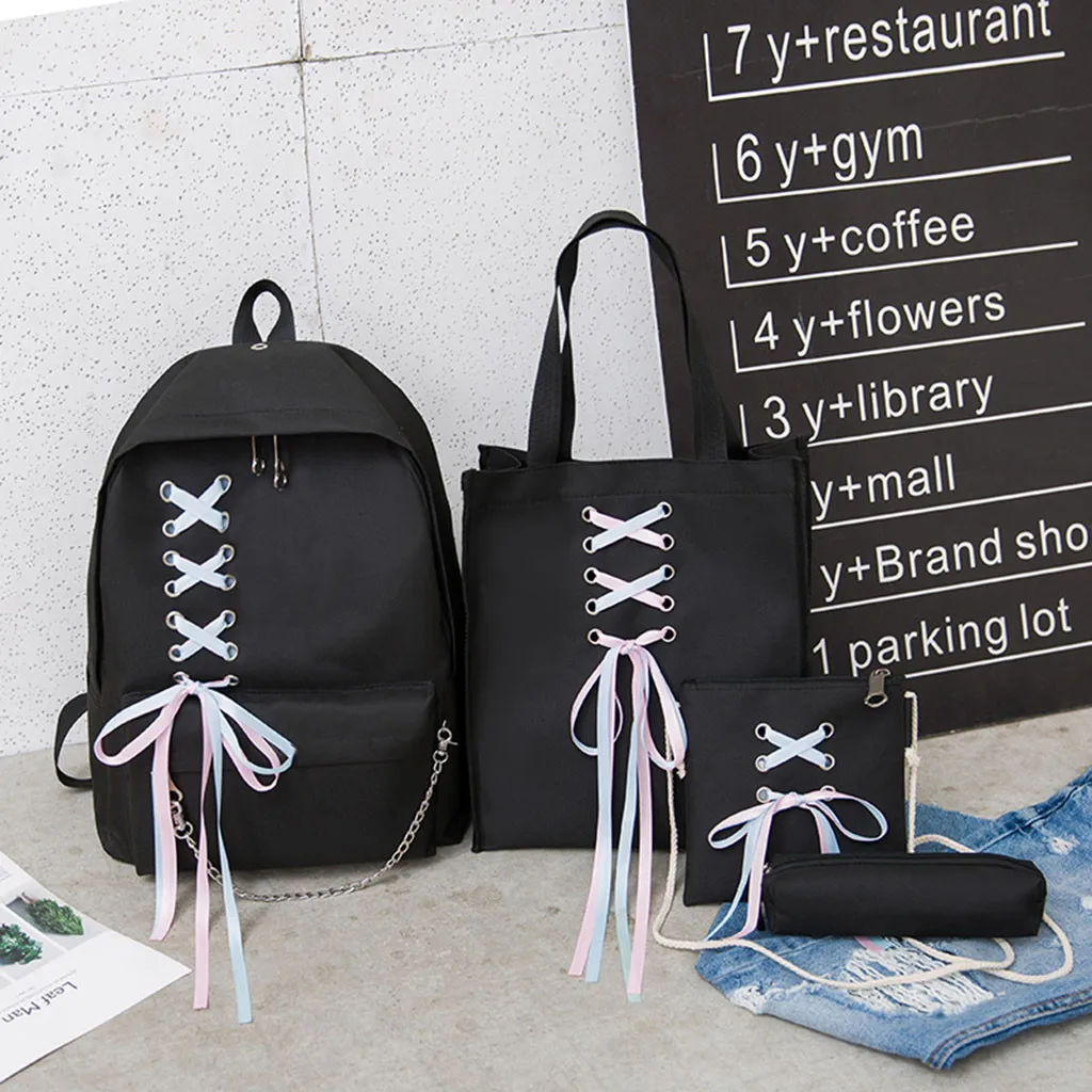 4Pcs/set Canvas Women Backpacks School Bags For Teenagers Girls Student Larger Capacity Travel Backpack Rucksack Female Book Bag
4Pcs/set Canvas Women Backpacks School Bags For Teenagers Girls Student Larger Capacity Travel Backpack Rucksack Female Book Bag