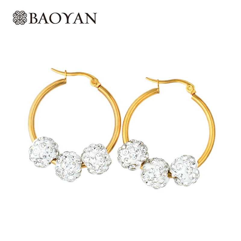 Baoyan Stainless Steel Good Color Big Hoop Earrings For Women Move 29MM Crystal Ball Hoop Earrings For Women Hot Sale brincos
Baoyan Stainless Steel Good Color Big Hoop Earrings For Women Move 29MM Crystal Ball Hoop Earrings For Women Hot Sale brincos