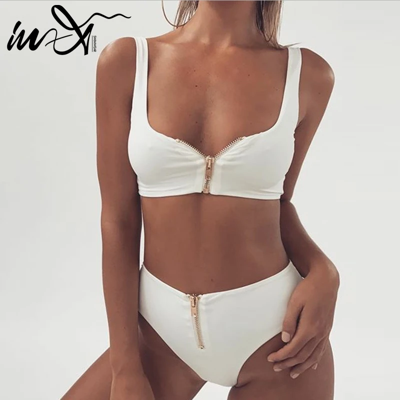 In-X Zipper swimsuit female bathers High waist bikini 2019 High cut swimwear Solid white bathing suit Retro brazilian biquini
In-X Zipper swimsuit female bathers High waist bikini 2019 High cut swimwear Solid white bathing suit Retro brazilian biquini