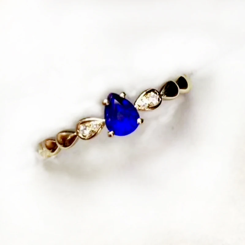 natural sapphire ring women drop shape