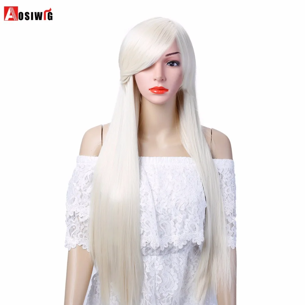 Фото AOSIWIG 75CM Long Straight Cosplay Wig Women's Heat Resistant Synthetic Hair Costume Wigs | Шиньоны и парики