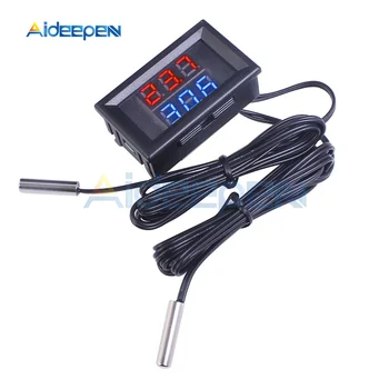 Mini DC 4V-28V 0.28 inch LED Dual Display Digital Thermometer w/ NTC Waterproof Metal Probe Temperature Sensor Tester For Indoor