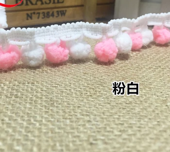 

Pink and White 20yard/lot Pompom Trim Pom Pom Lace Decoration Tassel Ball Fringe Ribbon DIY Material Apparel Sewing Accessories