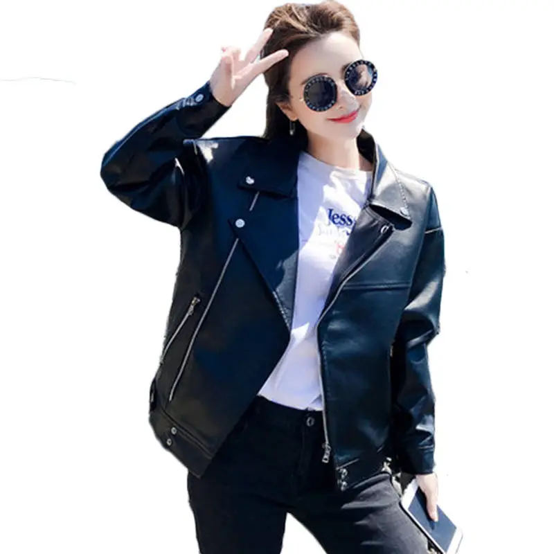 PU Leather coats Women Short Fashion Lapel chaqueta cuero mujer 2019 New Korean Female Jackets BF Loose Motorcycle Jacket f105
PU Leather coats Women Short Fashion Lapel chaqueta cuero mujer 2019 New Korean Female Jackets BF Loose Motorcycle Jacket f105