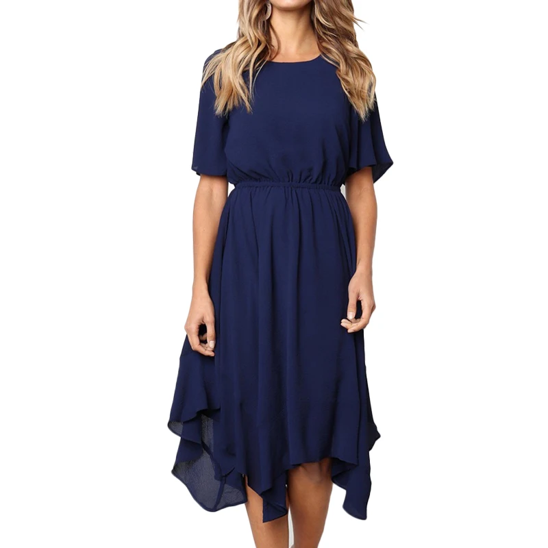 Solid Irregular Half Sleeve O-neck Casual Summer Dress 2019 Midi Pleated Chiffon Dress Women Vestidos
Solid Irregular Half Sleeve O-neck Casual Summer Dress 2019 Midi Pleated Chiffon Dress Women Vestidos