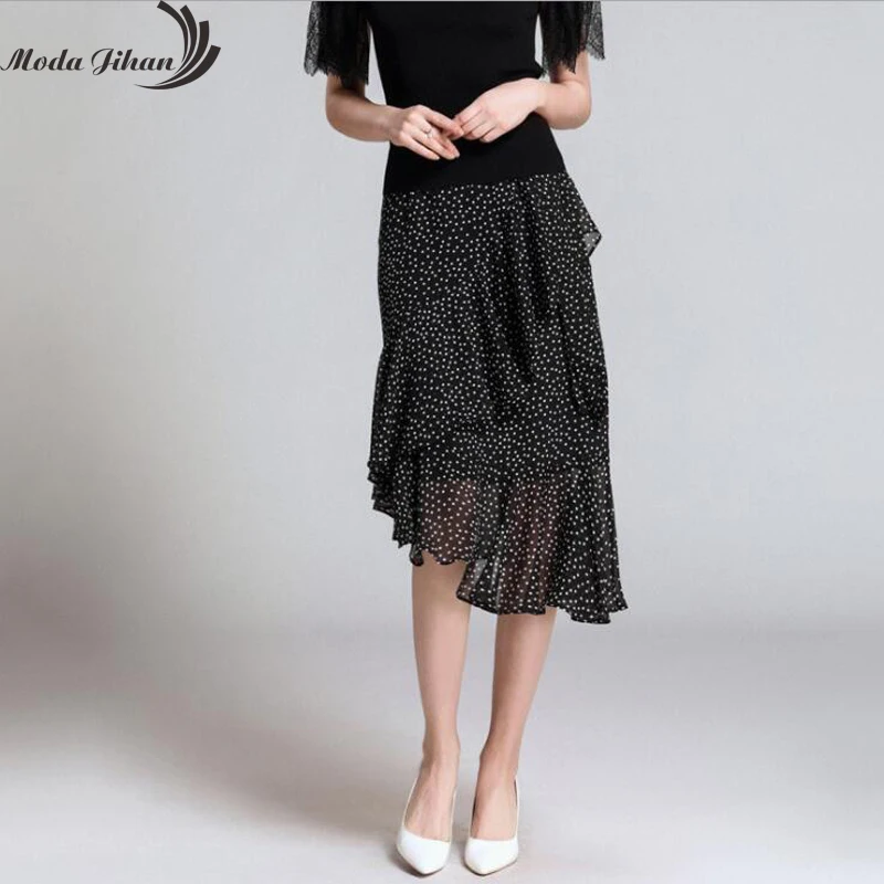 Moda Jihan New Women Skirts Summer Dots Printed Chiffon Irregular Hem Elegant Office Ladies Skirts Black
Moda Jihan New Women Skirts Summer Dots Printed Chiffon Irregular Hem Elegant Office Ladies Skirts Black
