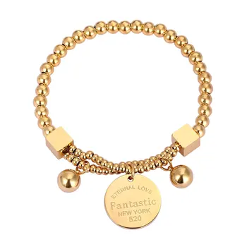 New Design Super Beautiful Elastic Rope Bead Bracelet Titanium Steel Engraving Fantastic Round Charm Woman Bracelet Love Gift
New Design Super Beautiful Elastic Rope Bead Bracelet Titanium Steel Engraving Fantastic Round Charm Woman Bracelet Love Gift