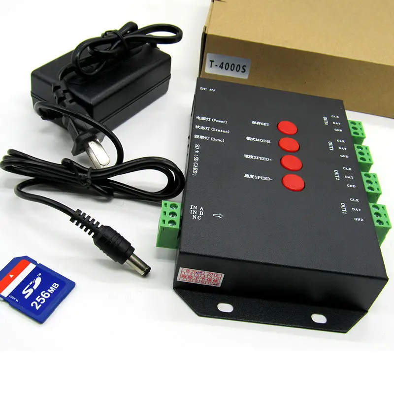 T - 4000S SD - карта LED - пиксельный контроллер T - 4000 Панхроматический WS2812B RGB модулятор 4 порт * 1024 пикселя с адаптером DC5V 2A
T - 4000S SD - карта LED - пиксельный контроллер T - 4000 Панхроматический WS2812B RGB модулятор 4 порт * 1024 пикселя с адаптером DC5V 2A