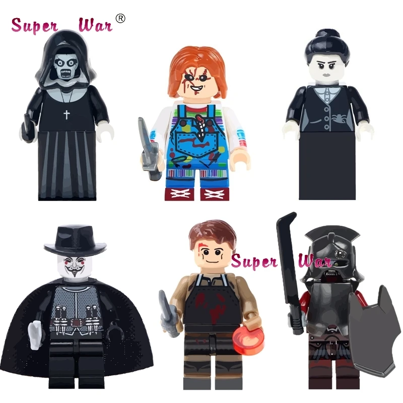 Single The Horror Theme Movie Halloween Nun Sinter guy fawkes mask Dexter Morgan Creepy Doll building blocks toys for children
Single The Horror Theme Movie Halloween Nun Sinter guy fawkes mask Dexter Morgan Creepy Doll building blocks toys for children