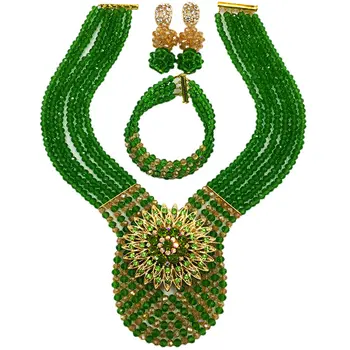 Green and Gold AB Crystal Neklace Jewelry Sets Nigerian Wedding African Beads 6C-XJZ009
Green and Gold AB Crystal Neklace Jewelry Sets Nigerian Wedding African Beads 6C-XJZ009